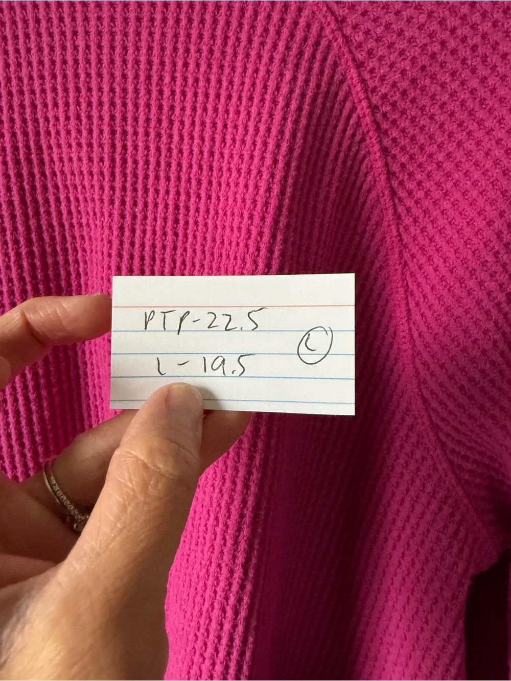 Old Navy Waffle Knit Henley Long Sleeve Top Bright Fuchsia Pink Comfy Size L - Picture 7 of 7